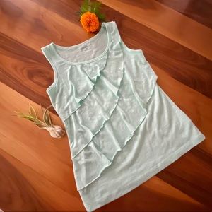 Minty Blue Ruffled Tank Top